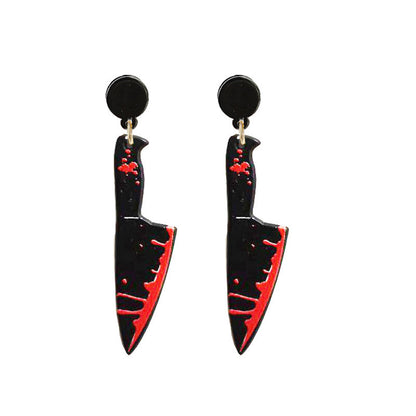 Halloween Bloodstained Axe Acrylic Earrings – Retro