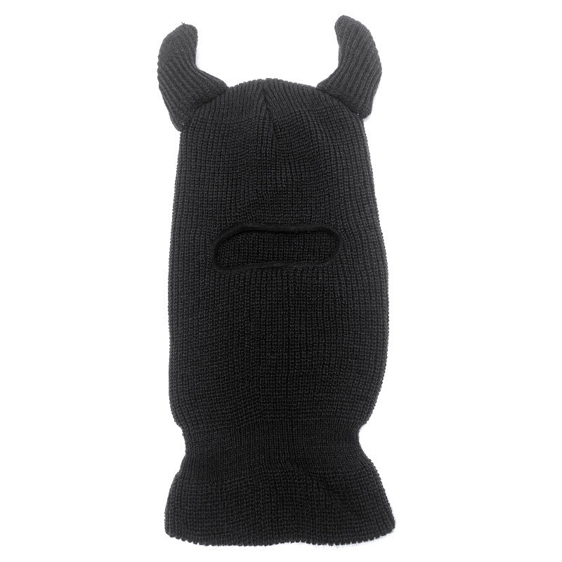 Black balaclava with animal ears on a white background