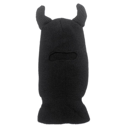 Black balaclava with animal ears on a white background