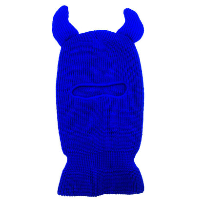 Blue balaclava with animal ears on a white background